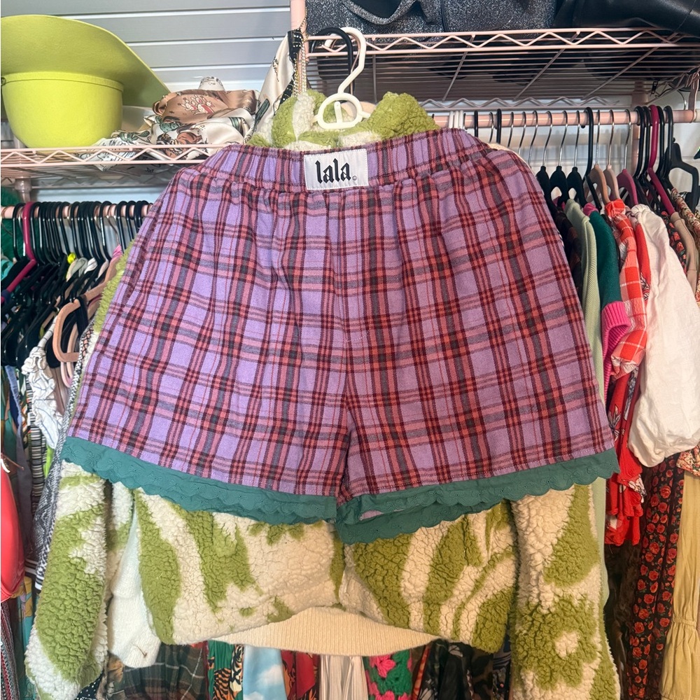Dressed in LALA Purple Plaid High Waist Shorts